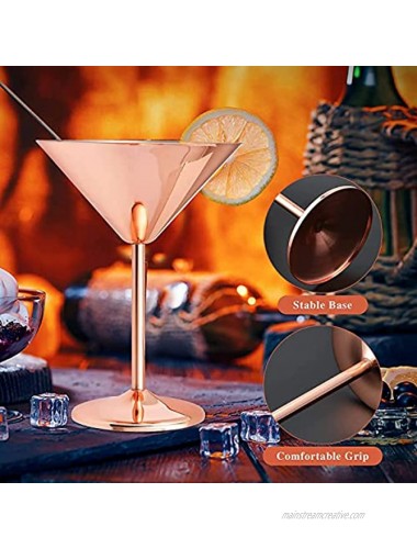 240 ML Luxurious Stainless Steel Martini Cocktail Glasses 2 Pcs Set Rose Gold