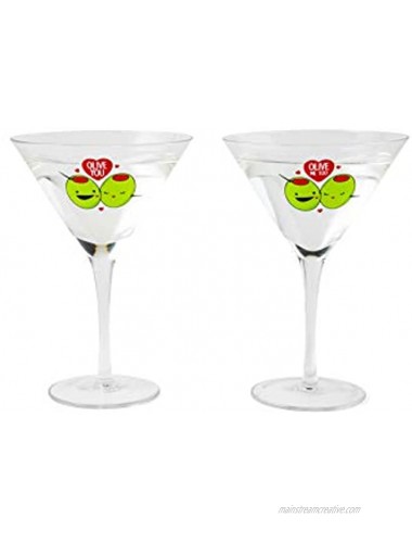 BigMouth Inc. Olive Martini Set – Set of 2 – Each Glass Holds 8 oz First Glass Reads “Olive You” Second Glass Reads “Olive Me Too” Makes a Great Gift Made of Glass Clear BMCG-0005