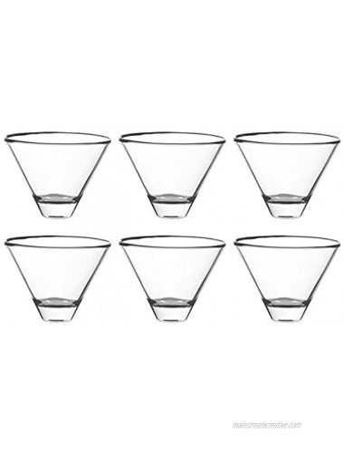 Glass Martini Stemless Cocktail Glasses Set of 6-11 oz. By Barski European Quality Stemless Cocktail Martinis 11 Ounces Made in Europe