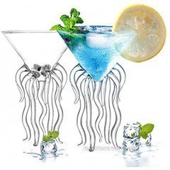 HOMEACC Octopus Cocktail Glass Set of 2,Transparent Martini Glass Creative Jellyfish Glass Cup Juice Glass Great for Whiskey Margarita For Kitchen Bar Party Wedding