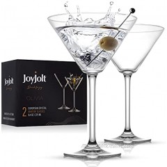 JoyJolt Olivia Crystal Martini Glasses Premium Glassware Set Made in Europe 9.2 oz Tall Martini Glasses Elegant Cocktail Glasses Set of 2 Martini Glass for Drinks such as Martini or Manhattan