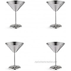 Jvareaty Steel Martini Glasses Set of 4 8 Oz Metal Cocktail Glasses Unbreakable Durable Mirror Polished Finish