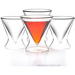LEMONSODA Stemless Martini Glasses Double Walled Design Drink Suspended in Air 8 oz Set of 4