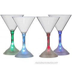 Lily’s Home LED Light Up Flashing Plastic Martini Cocktail Glasses Color Changing with 7 Different Colors and Rainbow Mode Essential For Parties 6 oz. Each Set of 4