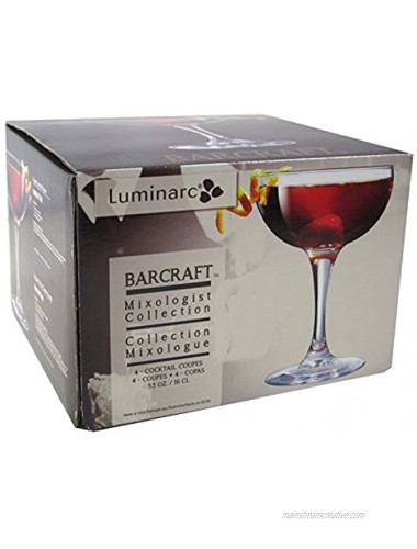Luminarc Bar Craft 5.5 Ounce Coupe Cocktail Glass Set of 4