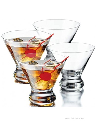 Martini Glasses Set of 4 YAWALL 8.5 Oz Stemless Cocktail Glasses for Martini Margarita & More Lead-free Crystal Heavy Base Dessert Glassware Home Bar Use Housewarming Party Gifts