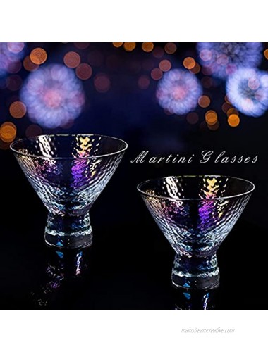 Martini Glasses Stemless Insulating Cocktail Glasses Elegant Cocktail Cups Great for Martini Cocktail Whiskey Liquor Margarita & Other Alcoholic Beverages 8-Ounce,1 Piece Colorful