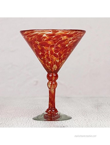 NOVICA 'Crimson Swirl Memoirs' Martini Glasses Set of 6 6.5 Tall Red