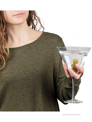Oversized XL 9 Giant Martini Cocktail Glass 25oz Holds 4-6 Regular Martinis Unique Fun Birthday Gift or Summer Party Glassware