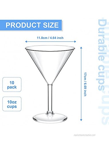 Plastic Martini Glasses 10 oz Acrylic Unbreakable Cocktail Glasses Plastic Cups Dessert Cocktail Cups Drinkware Drink Glassware for Mousse Home Bar Restaurant Wedding Festival Party Supply 10 Pieces