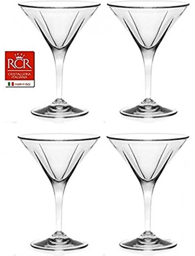 RCR Cristalleria Italiana Aria Collection 4 Piece Crystal Glass Set Fusion Martini 7.75 oz