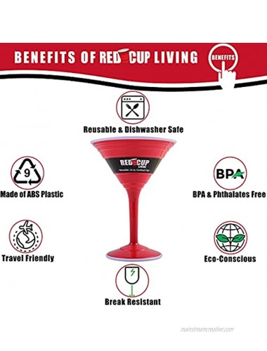 RED CUP LIVING Plastic Cocktail Glasses Plastic Martini Glasses Party Cups 12 oz Dishwasher Safe Perfect for Patio Parties BBQs and Camping
