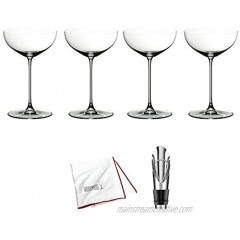 Riedel Veritas Moscato Coupe Martini Glass Pack of 4 Includes Wine Pourer with Stopper and Polishing Cloth