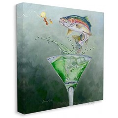 Stupell Industries Fishing for Rainbow Trout Martini Cocktail Design by Karen Weber Fine Canvas Wall Art 24 x 24 Green