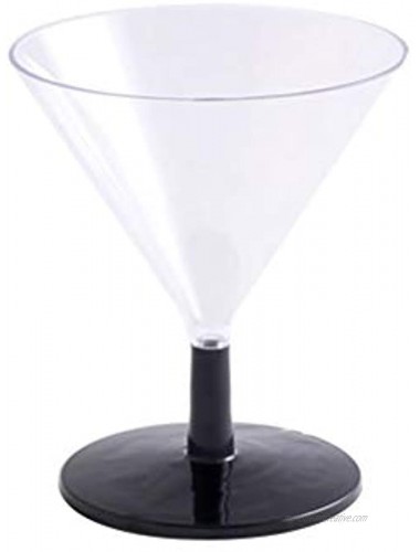 Wedding Venue Shop Plastic Martini Cups | Black Stem | Pack of 6