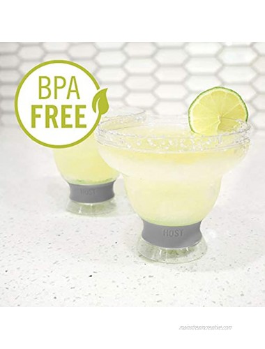Host Freeze Stemless Margarita Plastic Glass Insulated Gel Chiller Double Wall Frozen Cocktail Set of 2 Cups 12 oz Grey