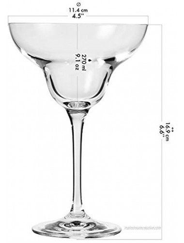 KROSNO Margarita Cocktail Glasses | Set of 6 | 9.1 oz | Avant-Garde Collection | Perfect for Home Restaurants and Parties | Dishwasher Safe