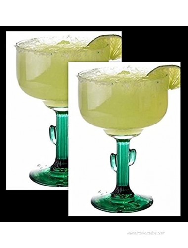 Margarita Glasses Cocktail Glasses 2 Count Cactus Margarita Glass Go South with These Two 16oz Plus BONUS Recipe Bar Towel Thick Margarita Glasses