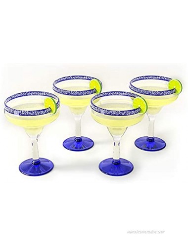 Mexican Hand Blown Margarita Glasses – Set of 4 Luxury Hand Blown Margarita Glasses 16 oz by The Wine Savant