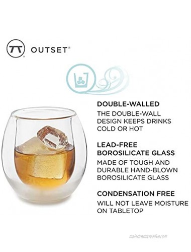Outset Double Wall Whiskey Glasses 2 Count Pack of 1 Borosilicate Glassware