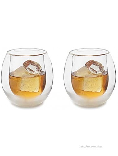 Outset Double Wall Whiskey Glasses 2 Count Pack of 1 Borosilicate Glassware