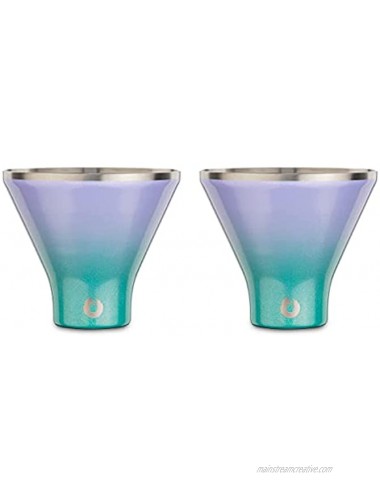 SNOWFOX Shimmer Collection Insulated Stainless Steel Martini and Margarita Cocktail Glass Set of 2 Shimmer Mermaid