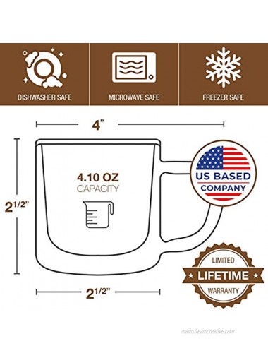4 oz Glass Espresso Cups Set of 2 Insulated Clear Mug with Handle Double Walled Italian Demitasse Cup Cafe Cappuccino Shot Glasses by Eparé