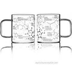 Greenline Goods Glass Coffee Mug 16 oz Tumbler Science of Coffee Glass Set of 2 Etched with Coffee Chemistry Molecules