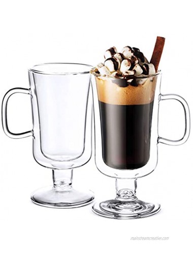Luigi Bormioli Double Walled Irish Coffee Mugs 8½ Oz 2 Pack Insulated Tea Glasses Drinking Glasses for Latte Espresso Cappuccino Desert Dish Thermal Shock Resistant for Hot Cold Beverages