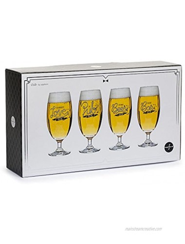 Sagaform Decorated Beer Glasses 4 Pack Clear