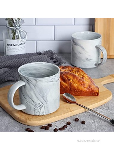 12 oz Unique Coffee Mugs Smilatte M101 Novelty Marble Ceramic Cup for Boy Girl lover Set of 4 Gray
