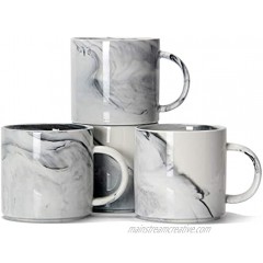 12 oz Unique Coffee Mugs Smilatte M101 Novelty Marble Ceramic Cup for Boy Girl lover Set of 4 Gray