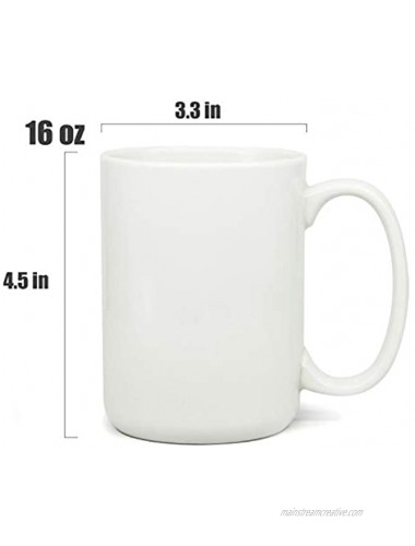 16 OZ Sublimation Porcelain Coffee Mugs Smilatte Classic Blank Ceramic Cup with Large Handle for Tea Latte Cappuccino Set of 4 White