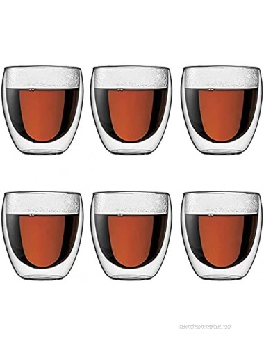 [6-Pack,8.5 OZ] Double Wall Glass Coffee Mugs Insulated Coffee Mug Clear Espresso Cups Glass Cappuccino Cups Tea Cups Latte Cups Crystal Coffee Glass Cups Espresso Coffee Gifts