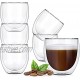 [6-Pack,8.5 OZ] Double Wall Glass Coffee Mugs Insulated Coffee Mug Clear Espresso Cups Glass Cappuccino Cups Tea Cups Latte Cups Crystal Coffee Glass Cups Espresso Coffee Gifts