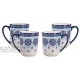 Bico Blue Talavera Ceramic Mugs Set of 4 for Coffee Tea Drinks Microwave & Dishwasher Safe
