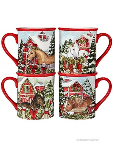 Certified International Homestead Christmas 16 oz. Mugs Set of 4 Multicolor