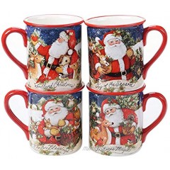 Certified International Magic of Christmas Santa 16 oz. Mugs Set of 4 4 Count Pack of 1 Multicolored