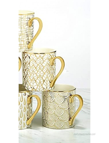 Certified International Mosaic 14 oz. Gold Plated Mugs Set of 6 6 Count Pack of 1,