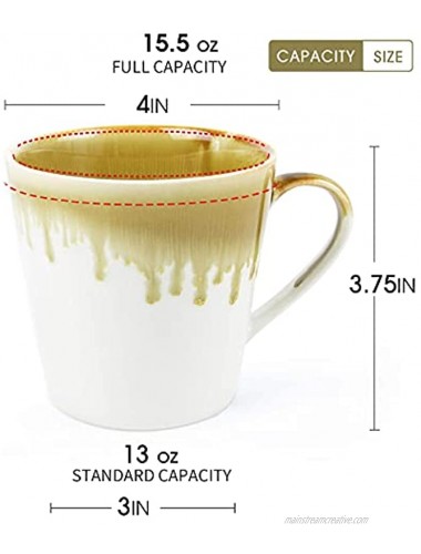 Coffee Mugs Set of 2,Mug Set Large Mugs for Office and Home 15oz Ceramic Mug UaralYellow）