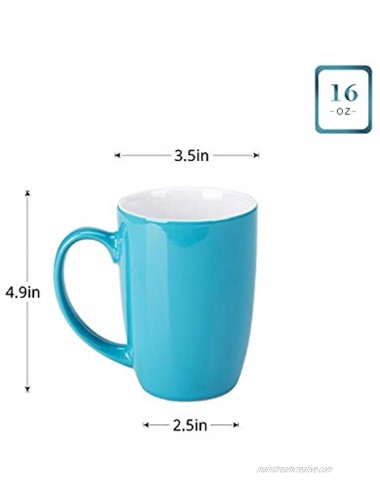 Cutiset 16 Ounce Ceramic Tea Coffee Mug Set with metal stand set of 4 Turquoise