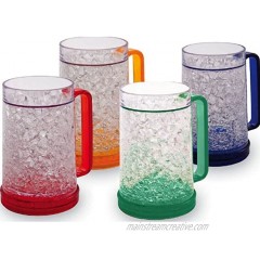 Double Wall Gel Freezer Mug Set of 4 Red Orange Blue Green