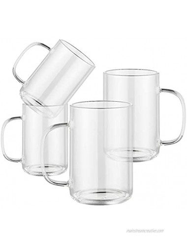 Enindel 3025.01 Simple Style Glass Coffee Mug Large Cup Clear 16 OZ Set of 4