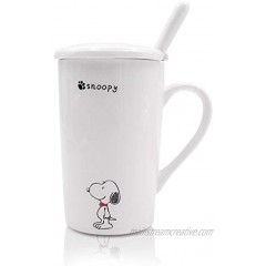 Finex Random Style Snoopy White Ceramic Coffee Mug Water Cup Set with Lid and Spoon