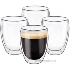 Glass Coffee Mugs 12 OZ Set of 4 Double Wall Insulated Thermal Cups Drinking Glasses For Tea  Coffee  Latte  Cappucino  Cafe  Milk Clear
