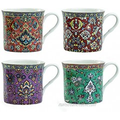 Grace Teaware Bone China Coffee Tea Mugs 10-Ounce Assorted Set of 4 Turkish Mosaics