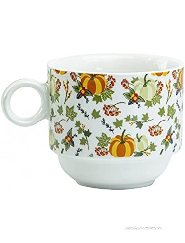 Grace Teaware Stackable Coffee Tea Mug 10-Ounce Set of 4 With Metal Stand Harvest Pumpkins