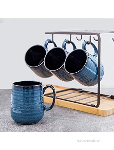 Hasense Ceramic Coffee Mug Set 12oz Coffee Cups Ceramic Set of 4 Coffee Mug with Large Handle for Coffee Tea Milk and Chocolate Navy
