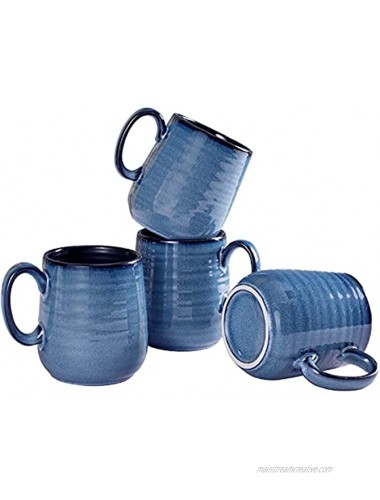 Hasense Ceramic Coffee Mug Set 12oz Coffee Cups Ceramic Set of 4 Coffee Mug with Large Handle for Coffee Tea Milk and Chocolate Navy