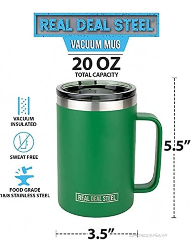 Insulated Mug with Handle and Lid Stainless Steel Vacuum Coffee Cup Set of 2 20 oz Large Double Wall Coffee or Tea Cup Thermal Camping Mug Keeps Drinks Hot Beer Mug That Keeps Beer Cold
